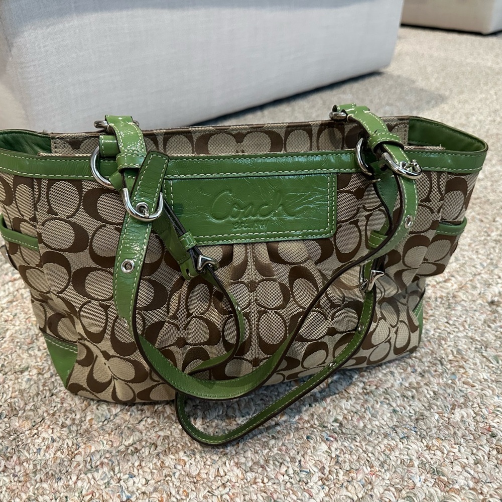 Coach Logo Jacquard Shoulder Bag Purse
